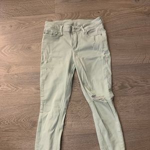 Old Navy Green Cropped Distressed Rockstar Jeans